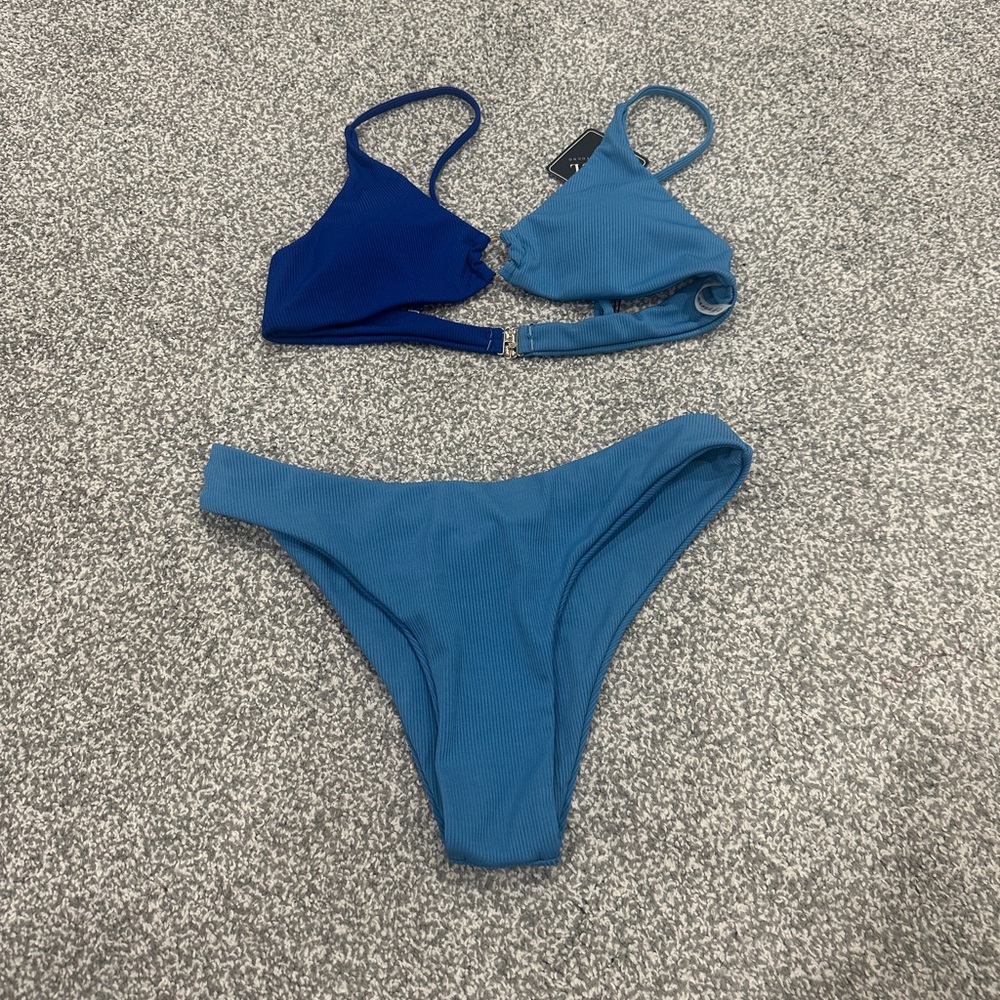 Blue Two-Tone Bikini Set